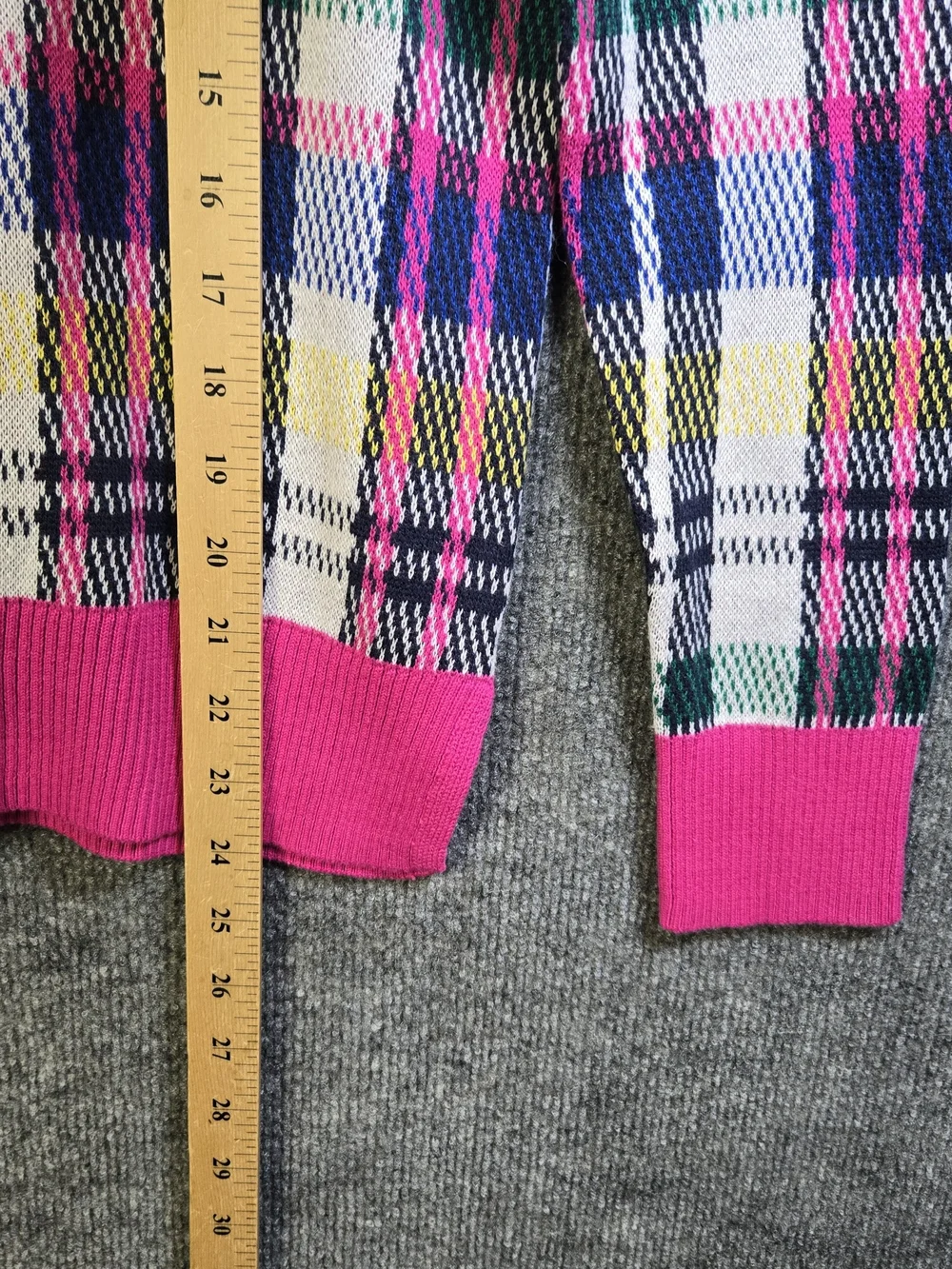 Charter Club Sweater Womens S Pink Black Plaid Whimsy Crew Neck Preppy New
